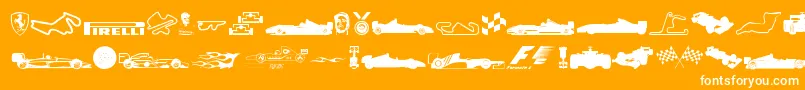 Fonte Formula1 – fontes brancas em um fundo laranja