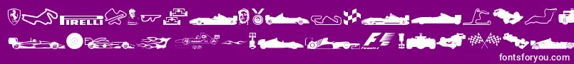 Formula1-Schriftart – Weiße Schriften auf violettem Hintergrund