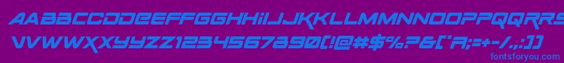 Spacerangerital Font – Blue Fonts on Purple Background