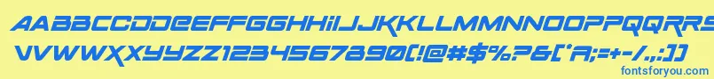 Spacerangerital Font – Blue Fonts on Yellow Background