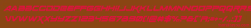 フォントSpacerangerital – 赤い文字が茶色の背景にあります。