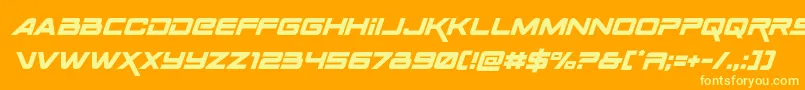 Шрифт Spacerangerital – жёлтые шрифты на оранжевом фоне