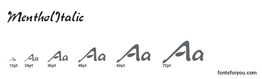 Размеры шрифта MentholItalic