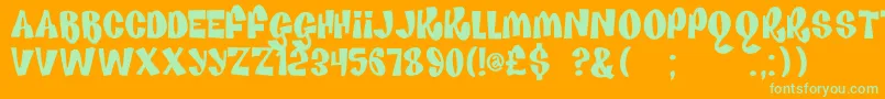 HouseOfFun Font – Green Fonts on Orange Background