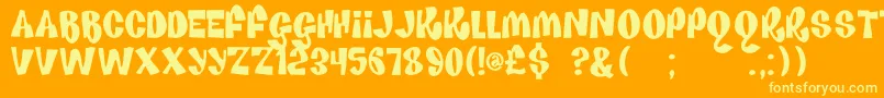 HouseOfFun-Schriftart – Gelbe Schriften auf orangefarbenem Hintergrund