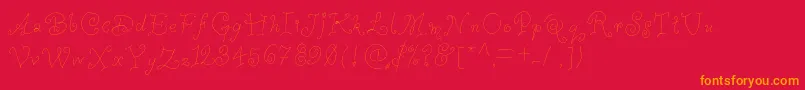 Whimsywischy-Schriftart – Orangefarbene Schriften auf rotem Hintergrund