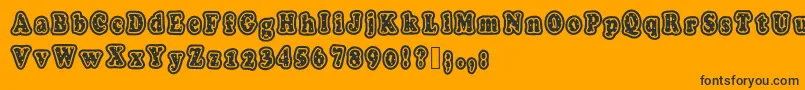 Polkaletterstamp-Schriftart – Schwarze Schriften auf orangefarbenem Hintergrund