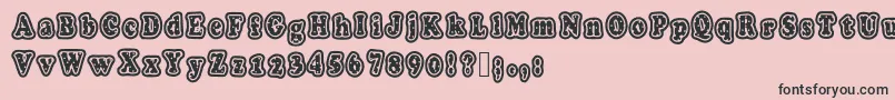 Polkaletterstamp-Schriftart – Schwarze Schriften auf rosa Hintergrund