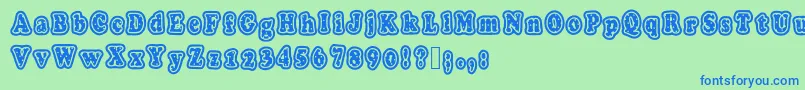 Шрифт Polkaletterstamp – синие шрифты на зелёном фоне