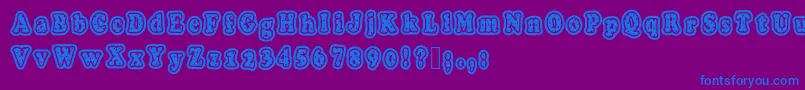 フォントPolkaletterstamp – 紫色の背景に青い文字