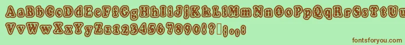 Шрифт Polkaletterstamp – коричневые шрифты на зелёном фоне