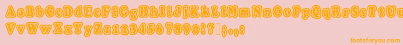 Polkaletterstamp-Schriftart – Orangefarbene Schriften auf rosa Hintergrund