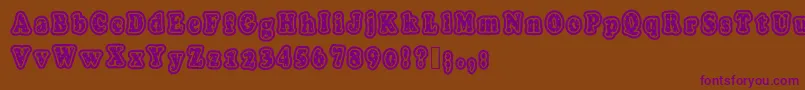 Polkaletterstamp-fontti – violetit fontit ruskealla taustalla