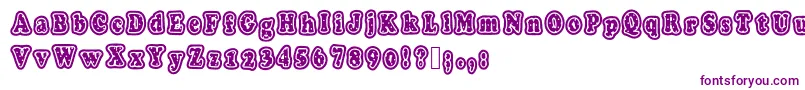 Polkaletterstamp-Schriftart – Violette Schriften auf weißem Hintergrund