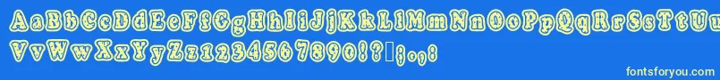 Polkaletterstamp Font – Yellow Fonts on Blue Background