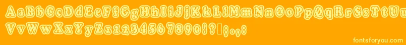 Fonte Polkaletterstamp – fontes amarelas em um fundo laranja