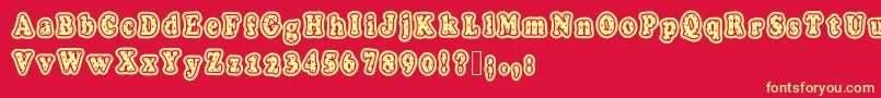 Polkaletterstamp-Schriftart – Gelbe Schriften auf rotem Hintergrund
