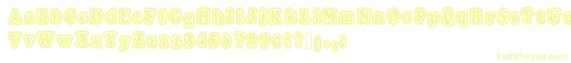 フォントPolkaletterstamp – 白い背景に黄色の文字