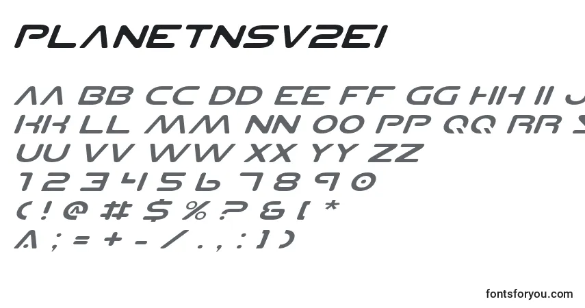 Czcionka Planetnsv2ei – alfabet, cyfry, specjalne znaki