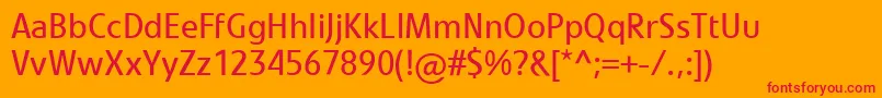フォントLinotypevetoRegular – オレンジの背景に赤い文字