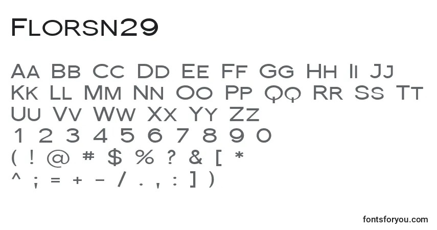 Czcionka Florsn29 – alfabet, cyfry, specjalne znaki