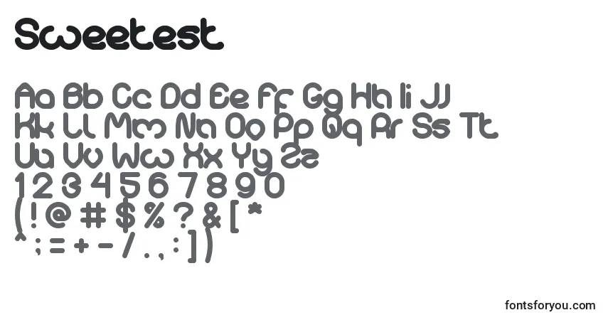 Schriftart Sweetest – Alphabet, Zahlen, spezielle Symbole