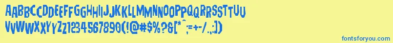 Hitchblockstag Font – Blue Fonts on Yellow Background