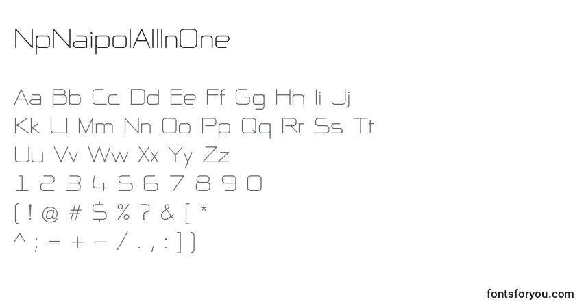 A fonte NpNaipolAllInOne – alfabeto, números, caracteres especiais