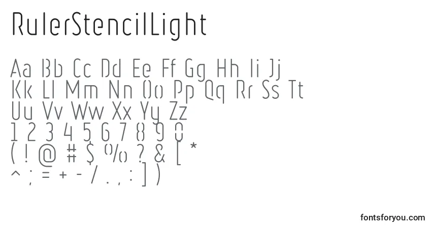 Czcionka RulerStencilLight – alfabet, cyfry, specjalne znaki