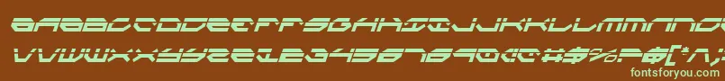 フォントTaskforceLaserCondital – 緑色の文字が茶色の背景にあります。