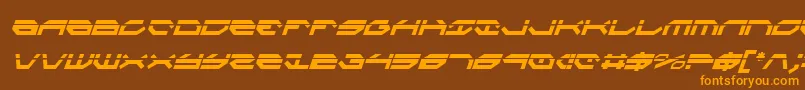 TaskforceLaserCondital-Schriftart – Orangefarbene Schriften auf braunem Hintergrund