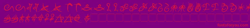 MageScriptBoldItalic-Schriftart – Rote Schriften auf violettem Hintergrund