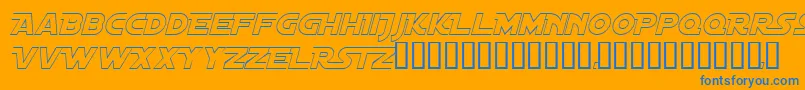 Fonte DistantGalaxyAltoutlineItalic – fontes azuis em um fundo laranja
