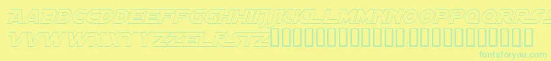 DistantGalaxyAltoutlineItalic-fontti – vihreät fontit keltaisella taustalla