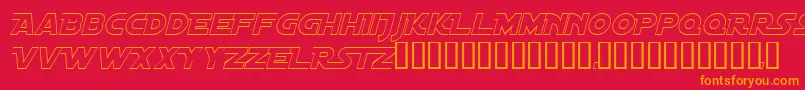Fonte DistantGalaxyAltoutlineItalic – fontes laranjas em um fundo vermelho