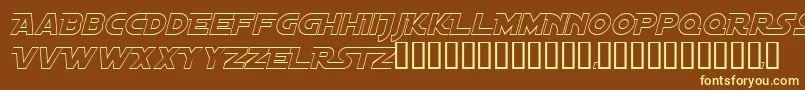 Czcionka DistantGalaxyAltoutlineItalic – żółte czcionki na brązowym tle