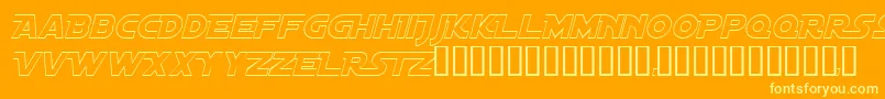 Saiba mais sobre a fonte DistantGalaxyAltoutlineItalic Fonte DistantGalaxyAltoutlineItalic – fontes amarelas em um fundo laranja