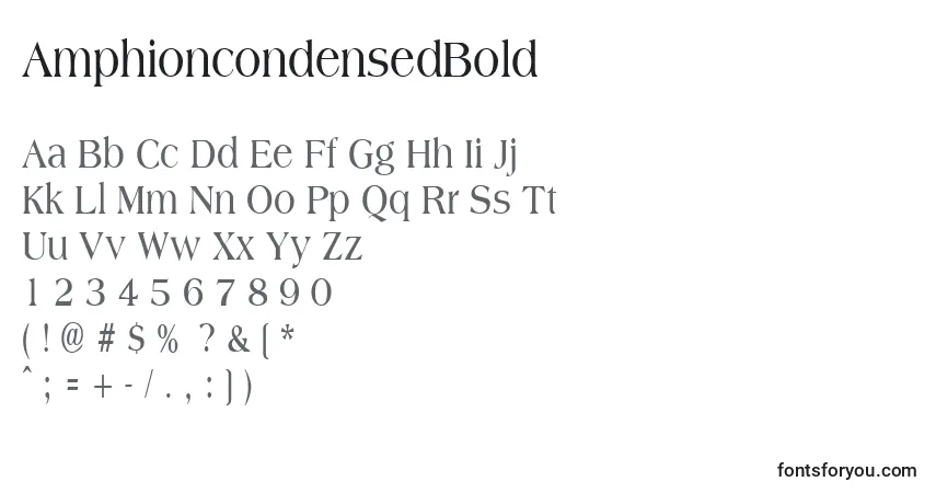 A fonte AmphioncondensedBold – alfabeto, números, caracteres especiais