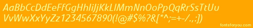 フォントLinotypevetoItalic – オレンジの背景に黄色の文字