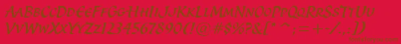 Fonte SpiritItcTt – fontes marrons em um fundo vermelho
