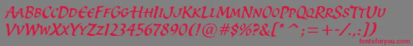 SpiritItcTt-Schriftart – Rote Schriften auf grauem Hintergrund