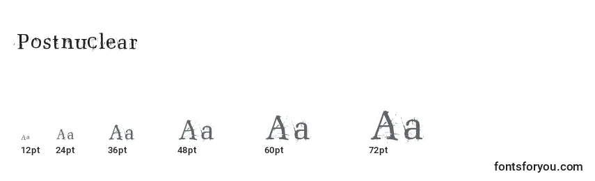 sizes of postnuclear font, postnuclear sizes