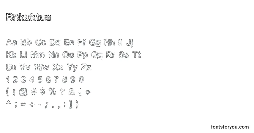 characters of bnkuktus font, letter of bnkuktus font, alphabet of  bnkuktus font