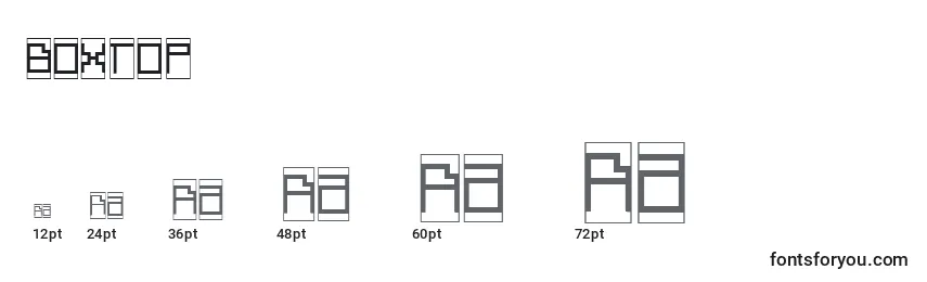 sizes of boxtop font, boxtop sizes