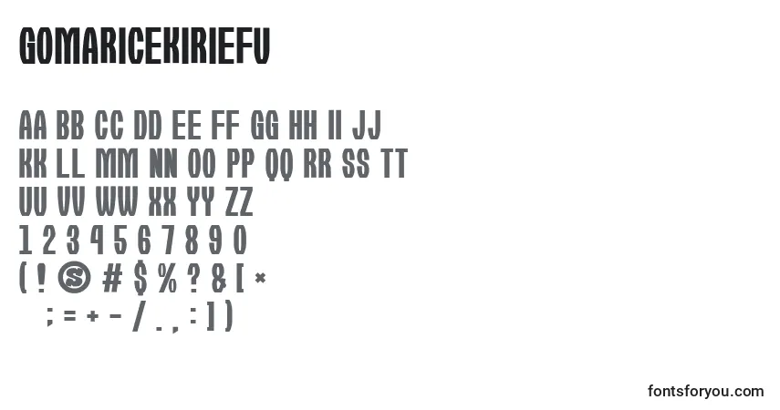 characters of gomaricekiriefu font, letter of gomaricekiriefu font, alphabet of  gomaricekiriefu font