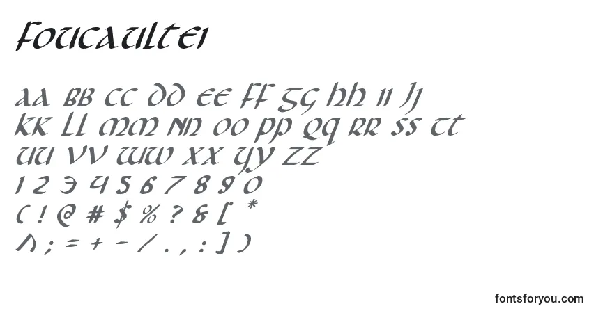 characters of foucaultei font, letter of foucaultei font, alphabet of  foucaultei font