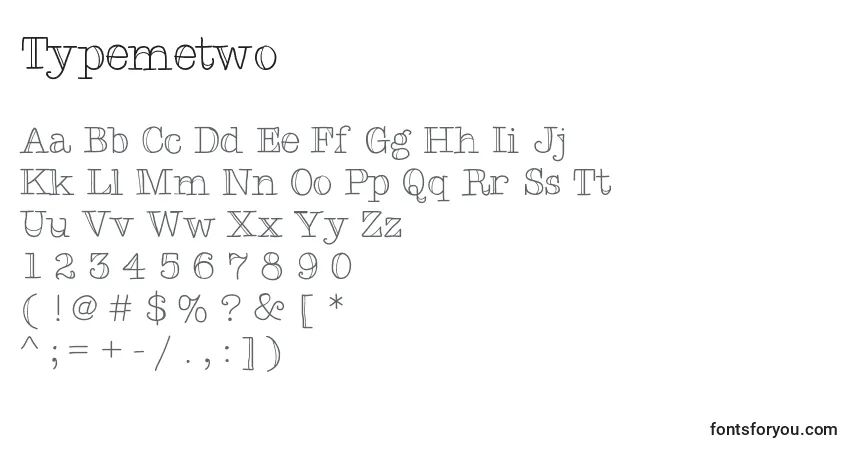 characters of typemetwo font, letter of typemetwo font, alphabet of  typemetwo font