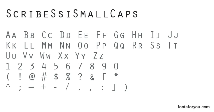characters of scribessismallcaps font, letter of scribessismallcaps font, alphabet of  scribessismallcaps font