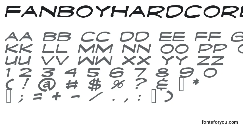 characters of fanboyhardcoreitalic font, letter of fanboyhardcoreitalic font, alphabet of  fanboyhardcoreitalic font
