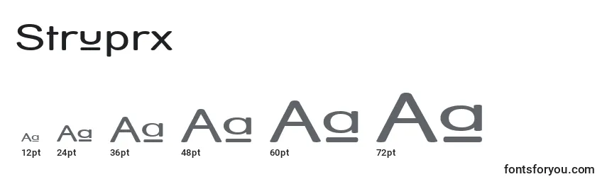 sizes of struprx font, struprx sizes